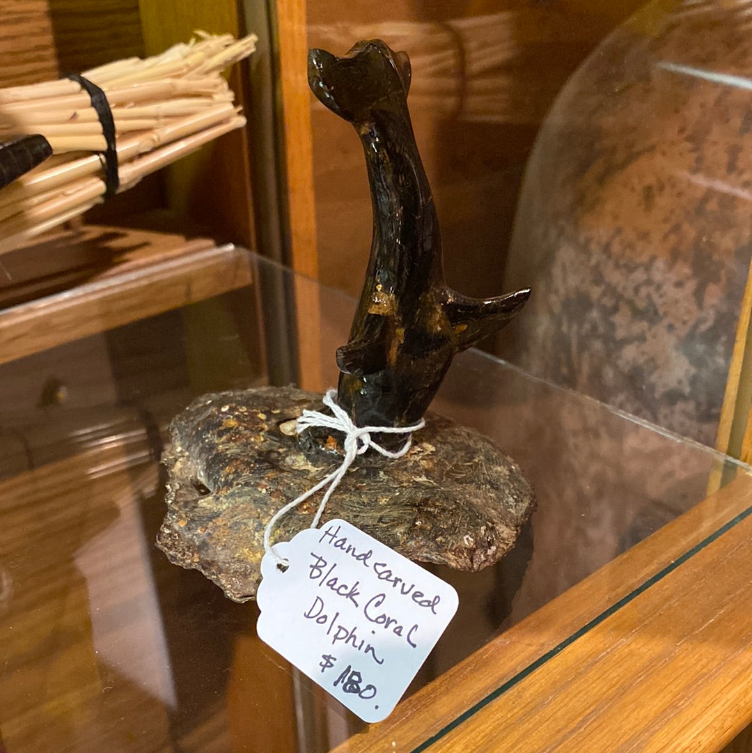 Hand-carved Black Coral Dolphin by Seri