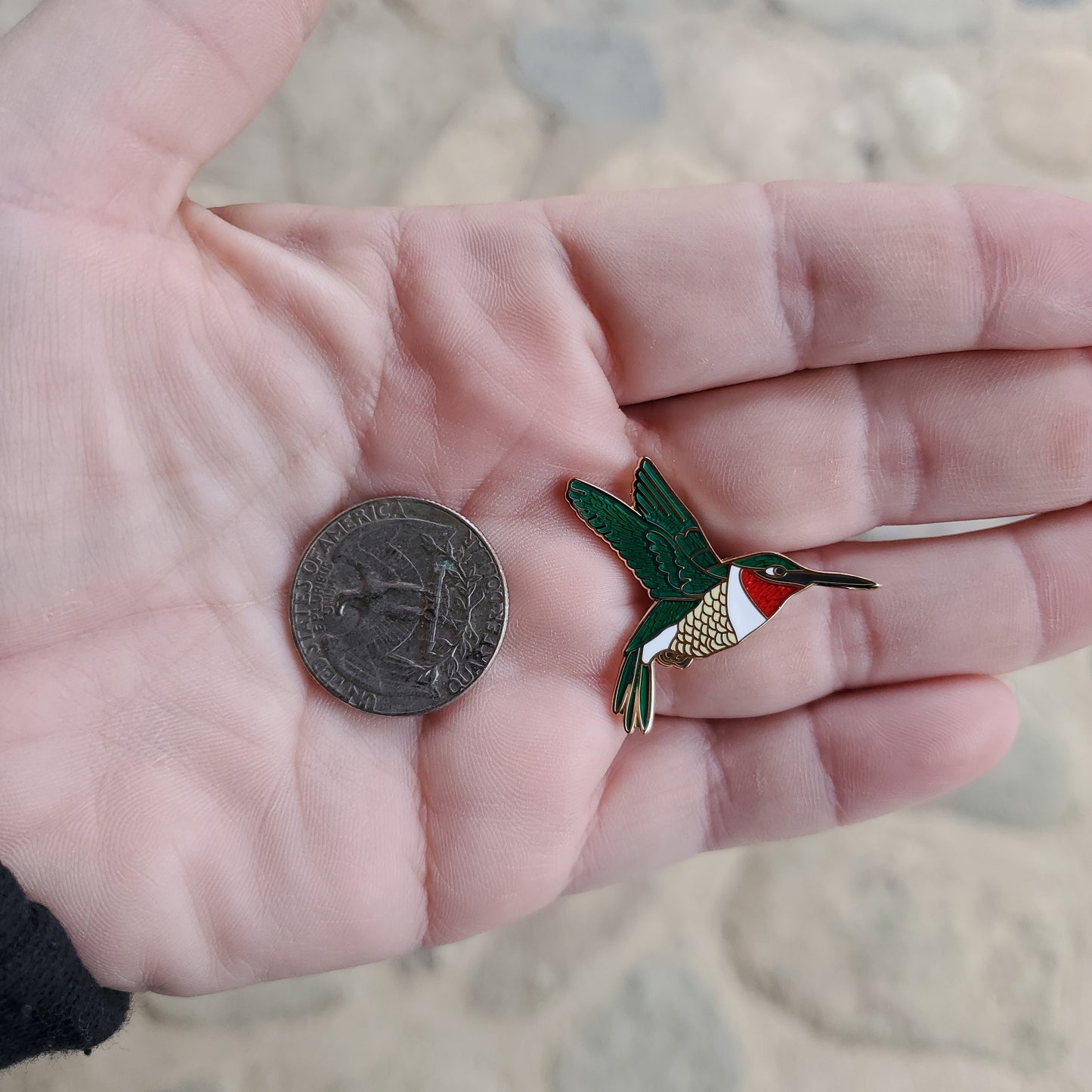 Ruby-Throated Hummingbird Pin